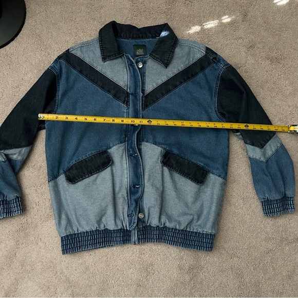 Wild Fable Multi Colored Denim Button Up Zip Up Chevron Jean Jacket - Picture 4 of 7